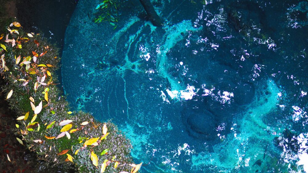 The blue hole bright like a  sapphire moonlight by the sunshine 