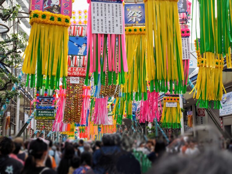 The colourful ornaments dominate the boulevards of Hiratsuka Station