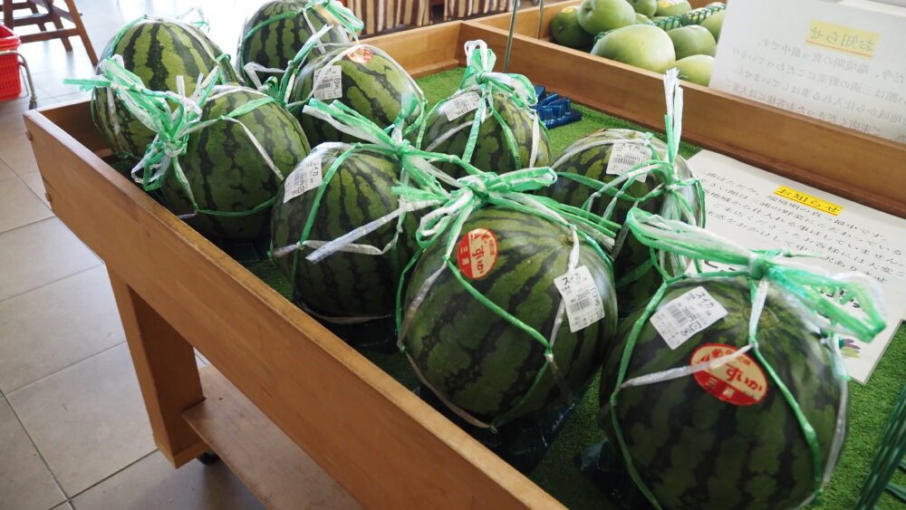 Watermelon sold in the Misaki Urari Market